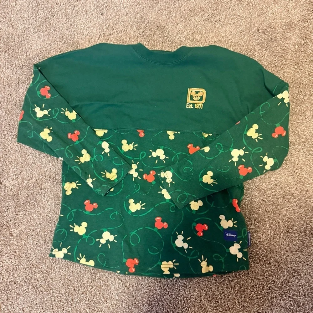 Disney Mickey holiday lights spirit Crewneck Jersey 2024 girls size large 11/12 - Picture 4 of 10